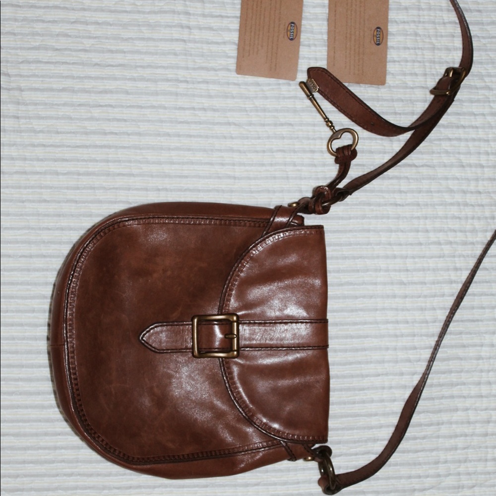 Fossil Key Cross Body Bag -- Dark Brown